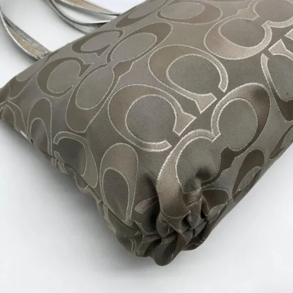 Coach Gray Monogram Canvas Poppy Metallic Glam Tote 15389 - Picture 9 of 12